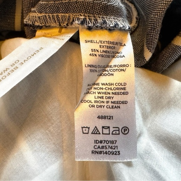 LOFT Gray & White Striped Linen Blend Jumpsuit - Size 4 - Pockets - Picture 12 of 14